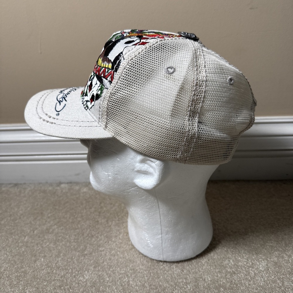Don Ed Hardy Christian Audigier Embroidered Skulls Sombrero Snapback Trucker Hat - Picture 5 of 12